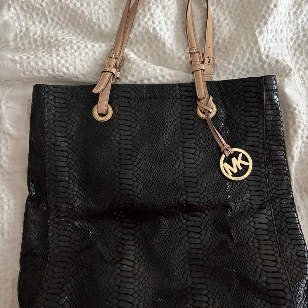 Michael Kors Black Snake-Embossed Tote